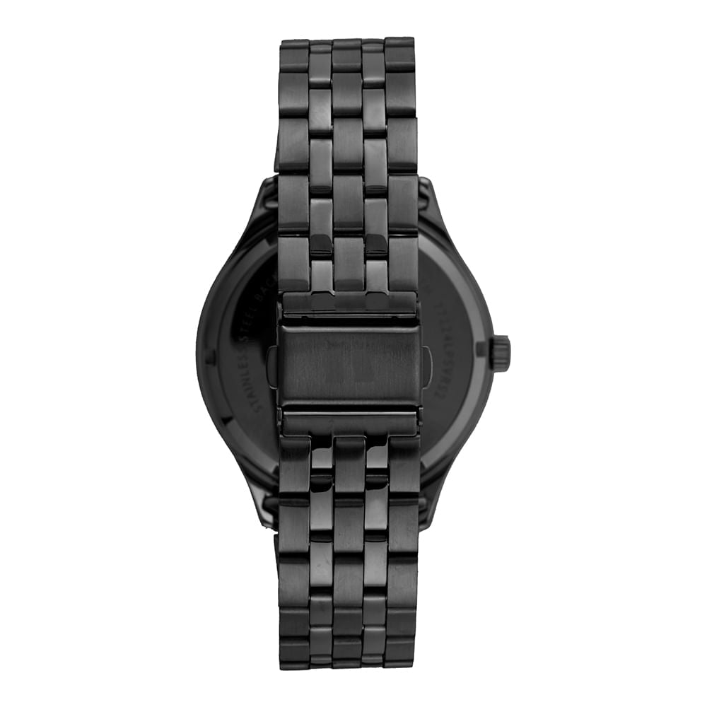 Relógio Seculus Feminino Preto Glitter Cravejado Aço