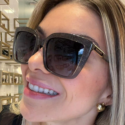 Óculos de Sol Carmim Preto com Glitter