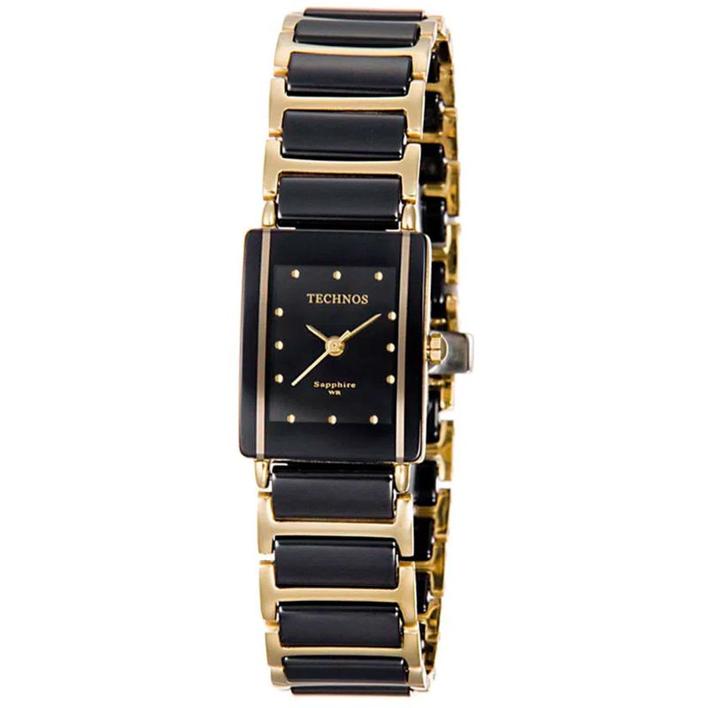 Relógio Technos Feminino Ceramic Preto Dourado
