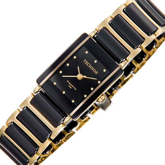 Relógio Technos Feminino Ceramic Preto Dourado